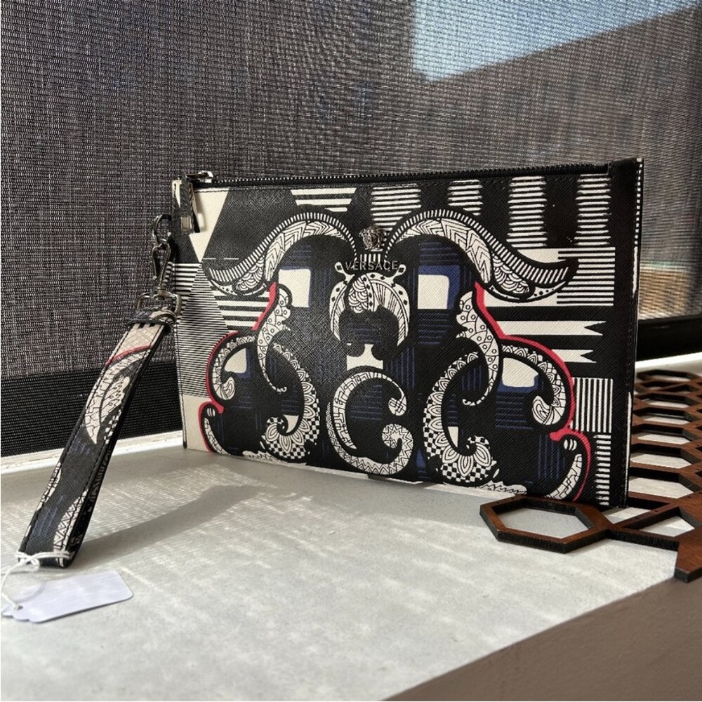 Versace Multicolor Medusa Head Leather Clutch